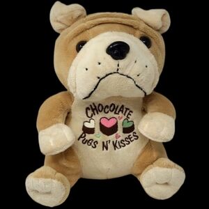 10" PUG DOG STUFFED ANIMAL "CHICOLATE PUGS N' KISSES" - DANDEE